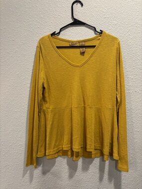 Wrangler Mustard Yellow V-Neck Long Sleeve Peplum Top